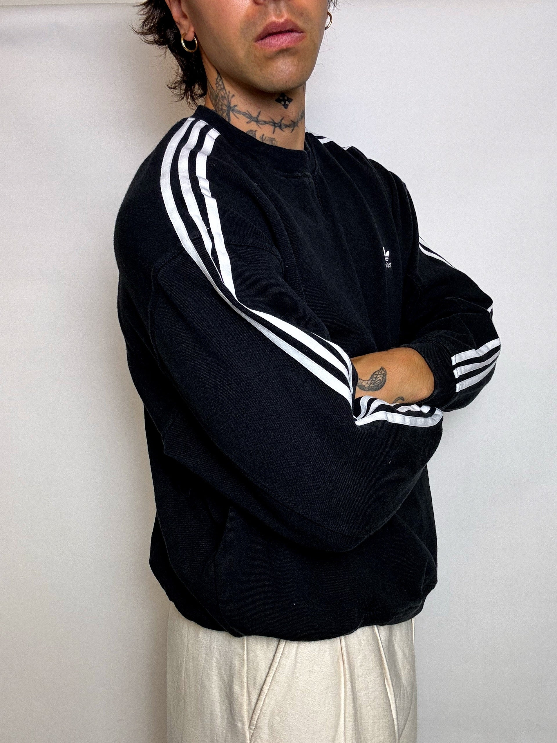 Sweat col rond noir ADIDAS M vintage