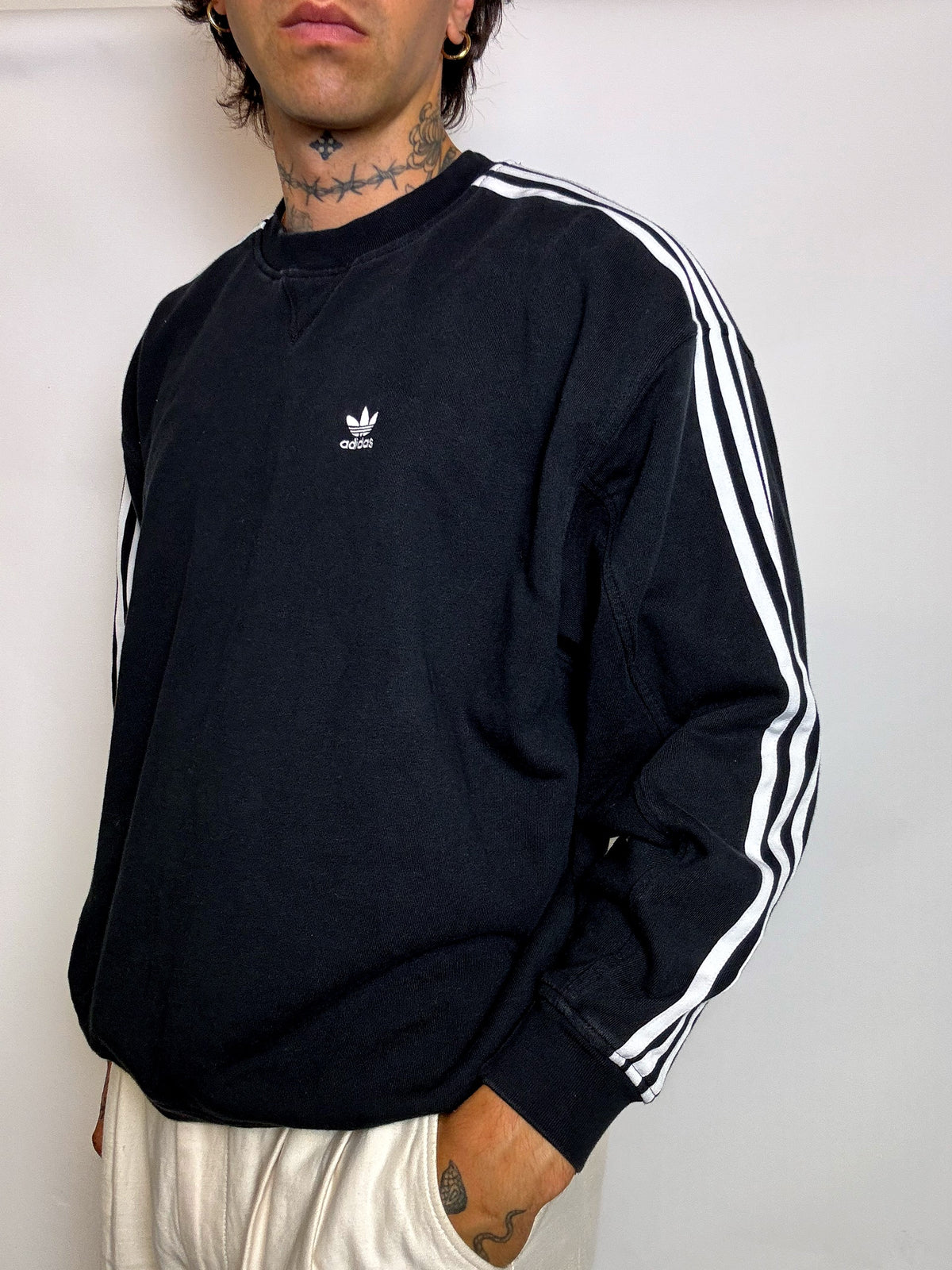 Sweat col rond noir ADIDAS M vintage