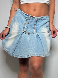 Vintage-Jeans-Plissee-Rock L