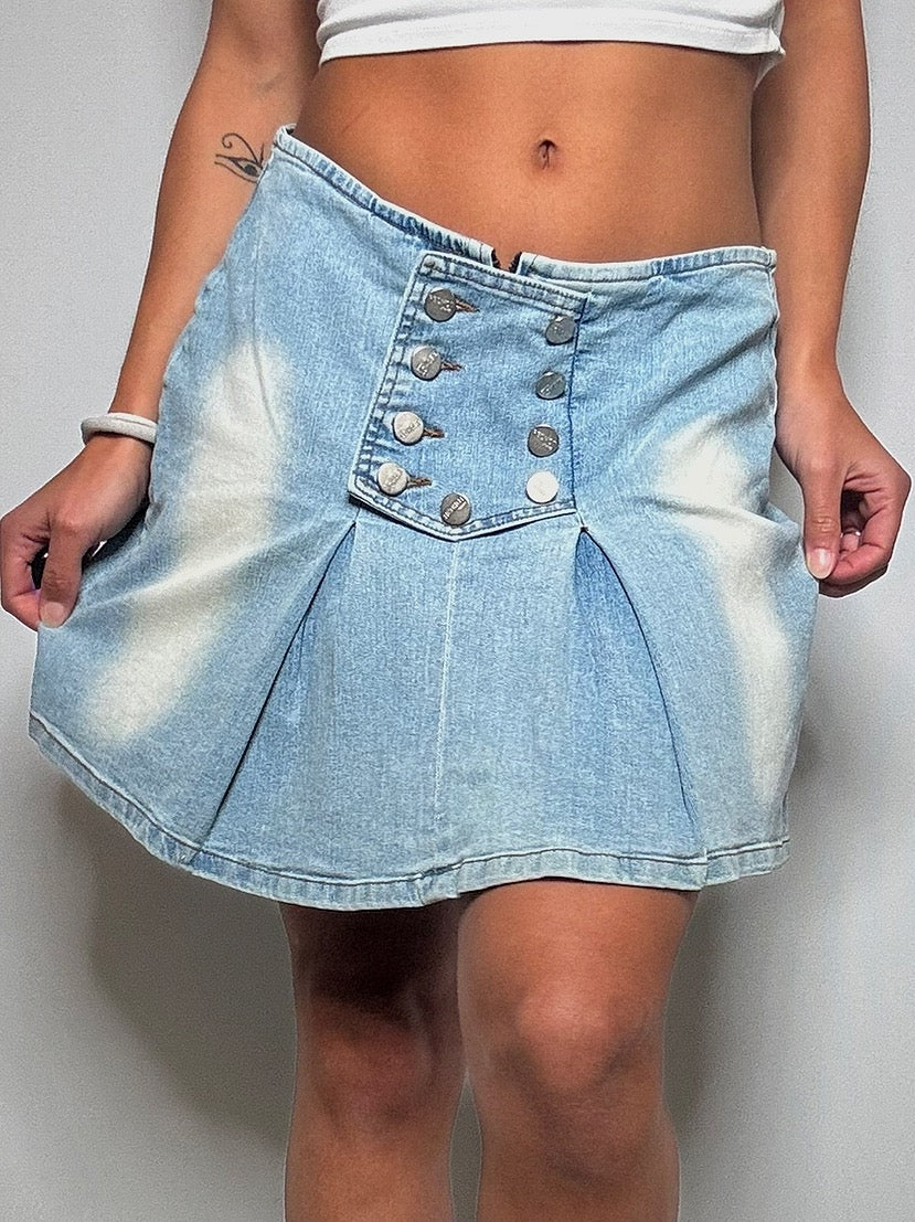 Jupe plissée en denim L vintage