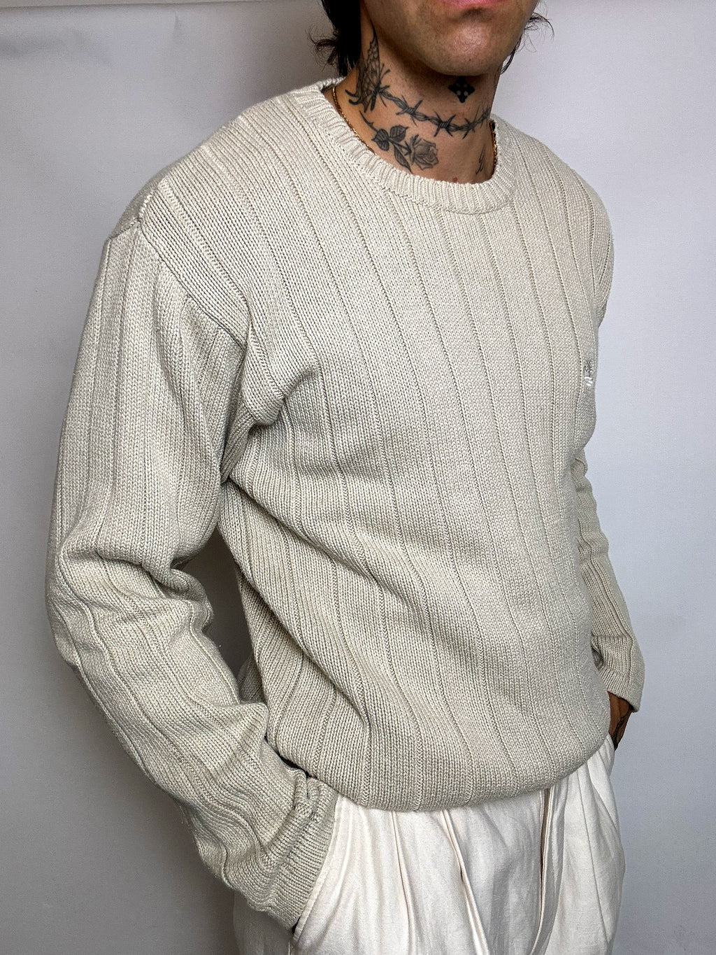 pull en maille crème XL vintage