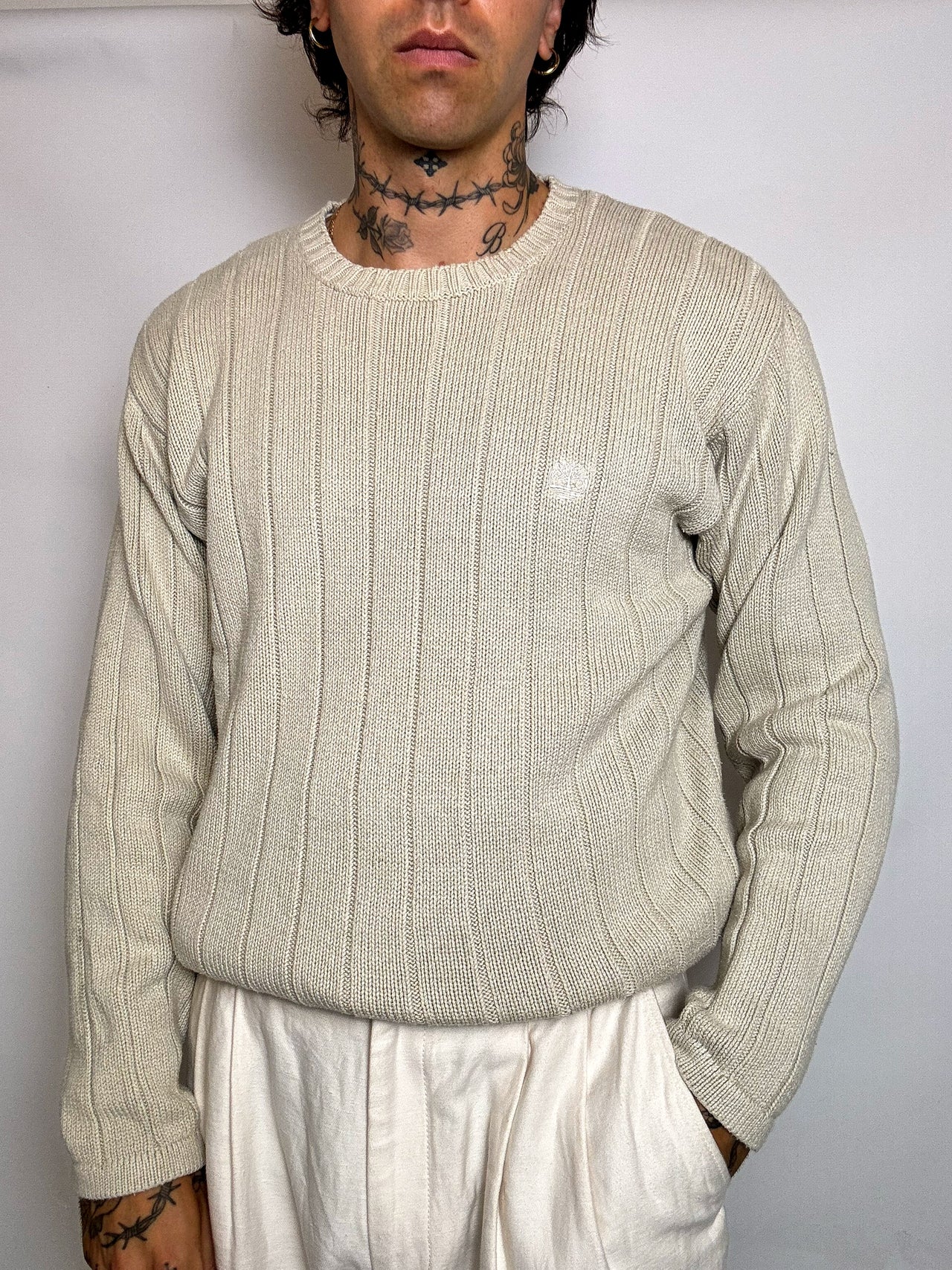 pull en maille crème XL vintage