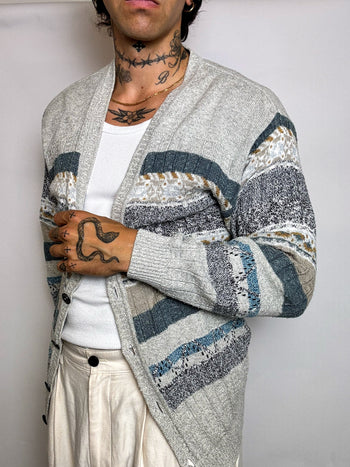 Cardigan en maille graphique M/L vintage