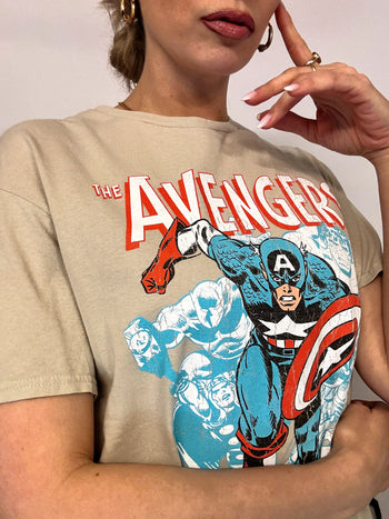 MARVEL x AVENGERS Beiges Vintage-T-Shirt L 