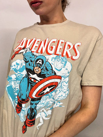 MARVEL x AVENGERS Beiges Vintage-T-Shirt L 