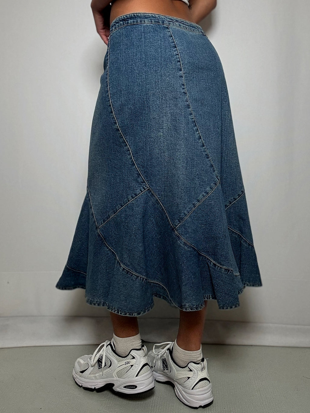 Jupe longue en denim évasée M/L vintage