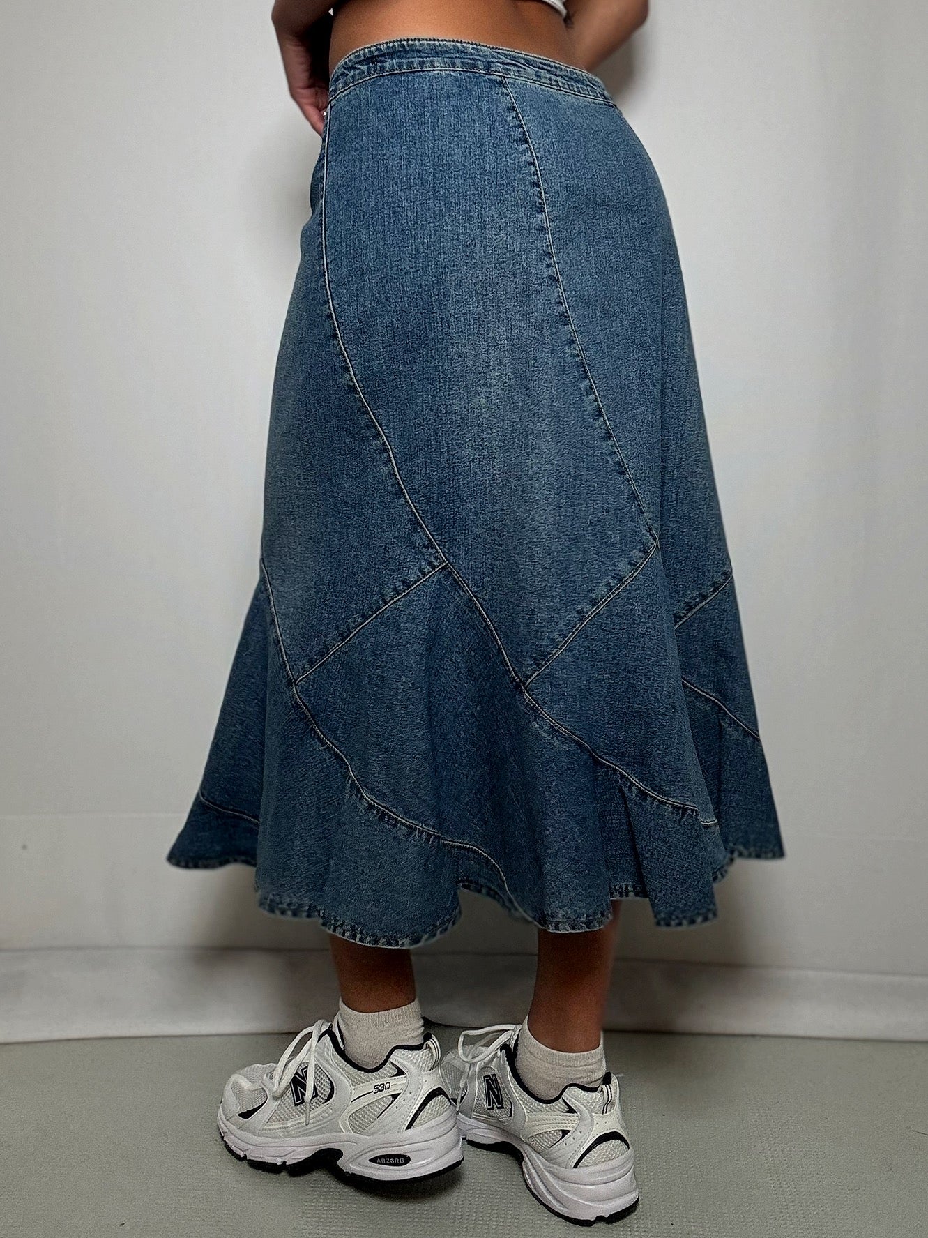 Jupe longue en denim évasée M/L vintage