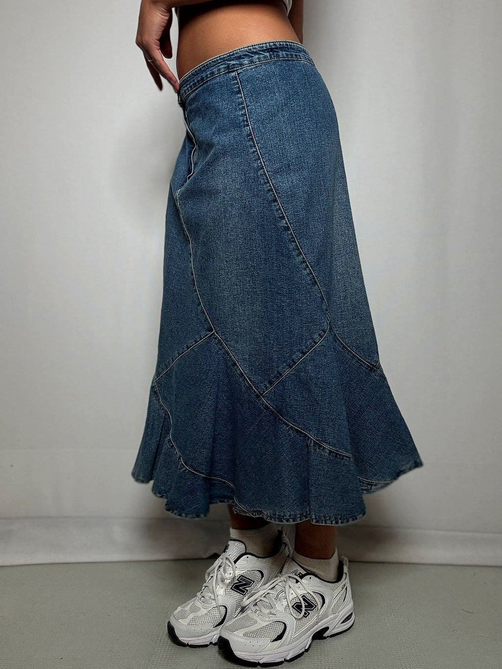 Jupe longue en denim évasée M/L vintage