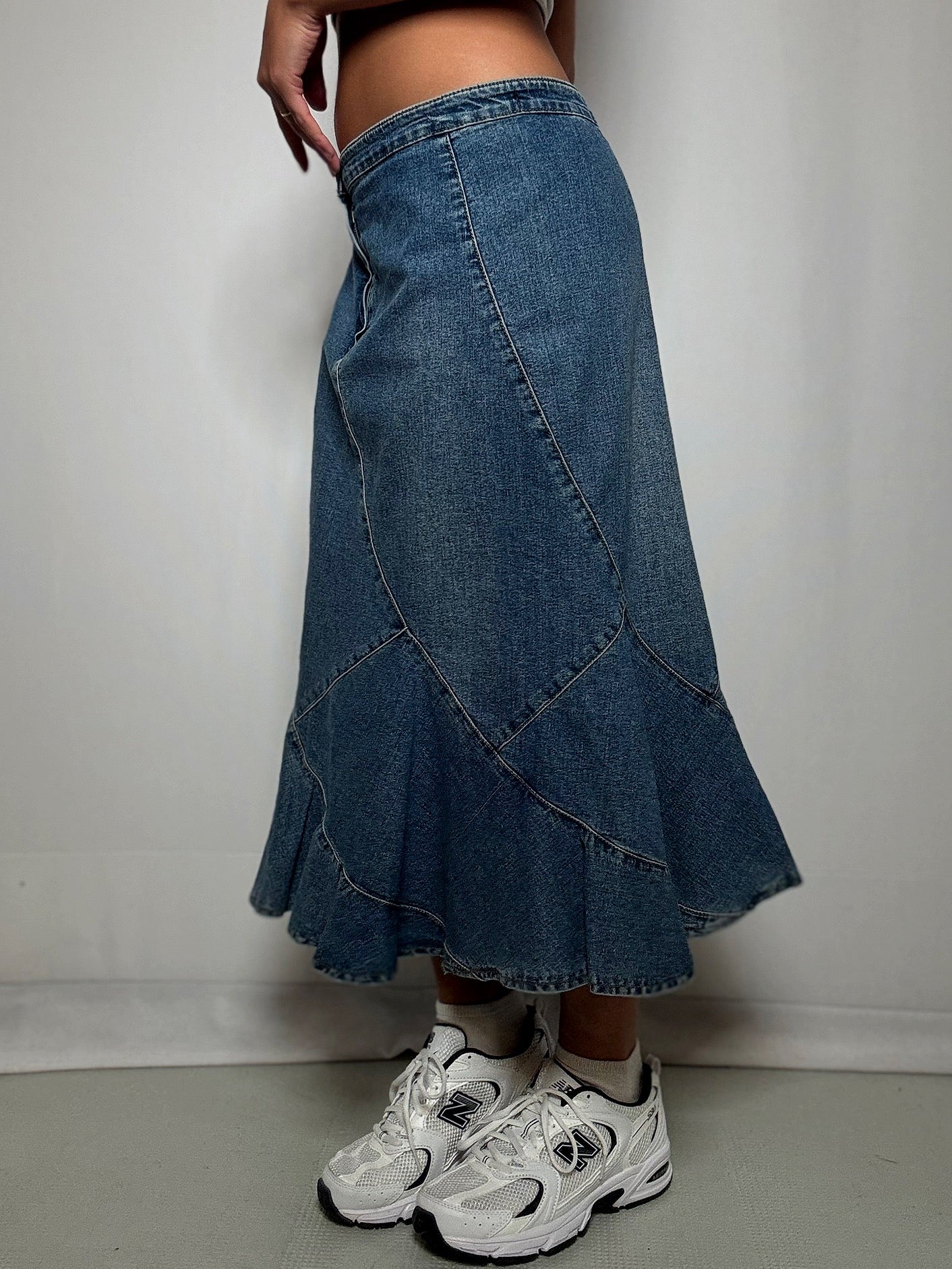 Jupe longue en denim évasée M/L vintage