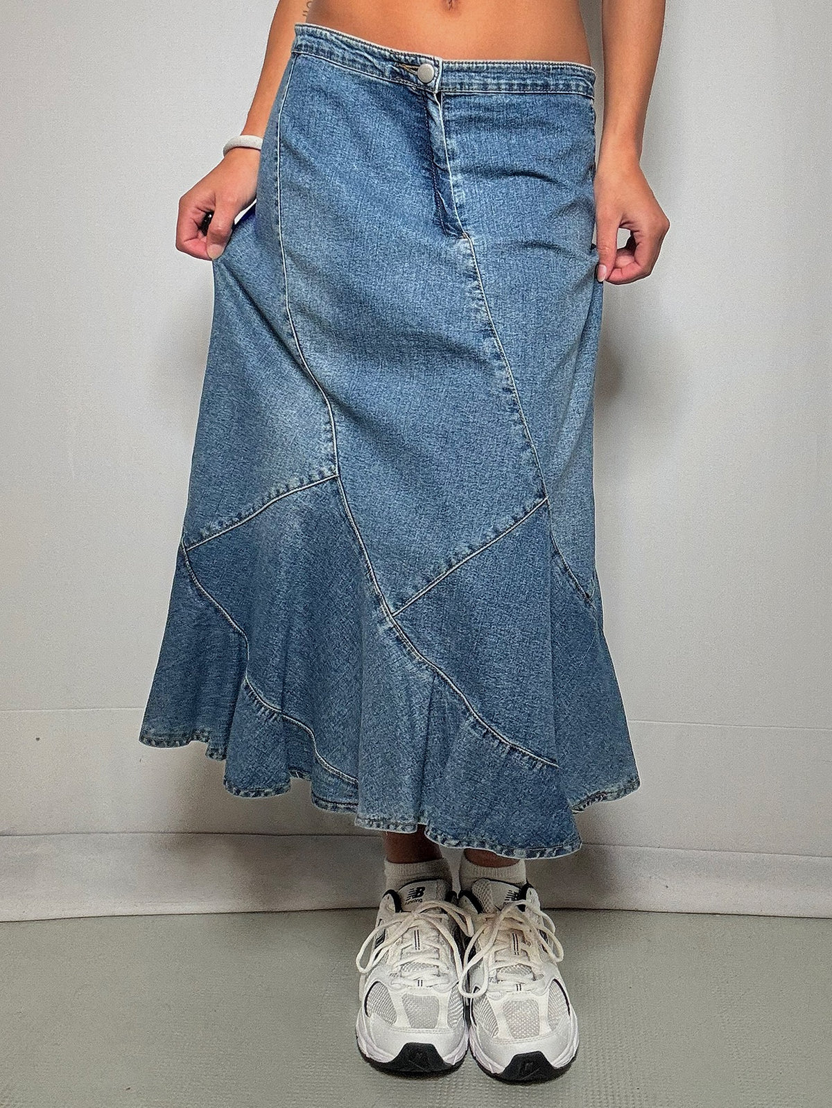 Jupe longue en denim évasée M/L vintage