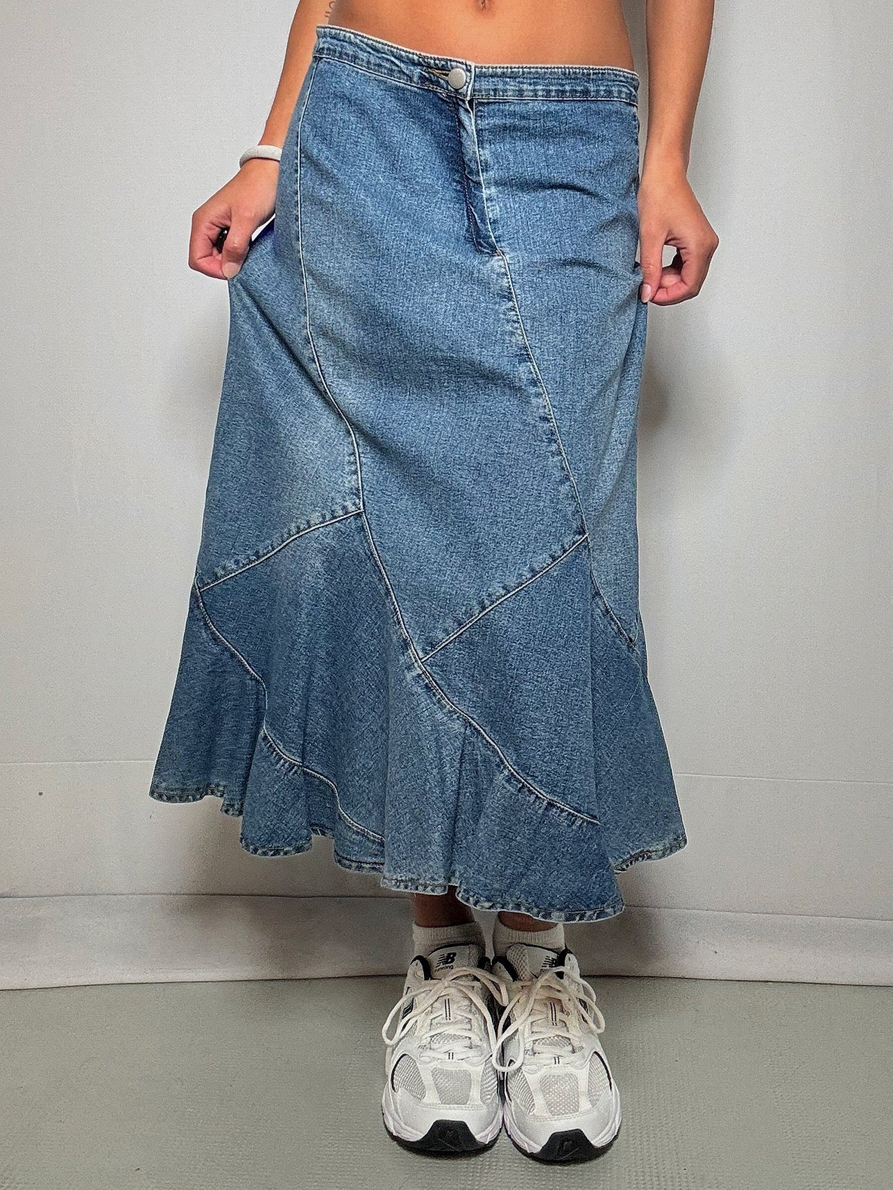 Jupe longue en denim évasée M/L vintage