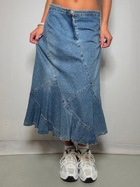 Jupe longue en denim évasée M/L vintage
