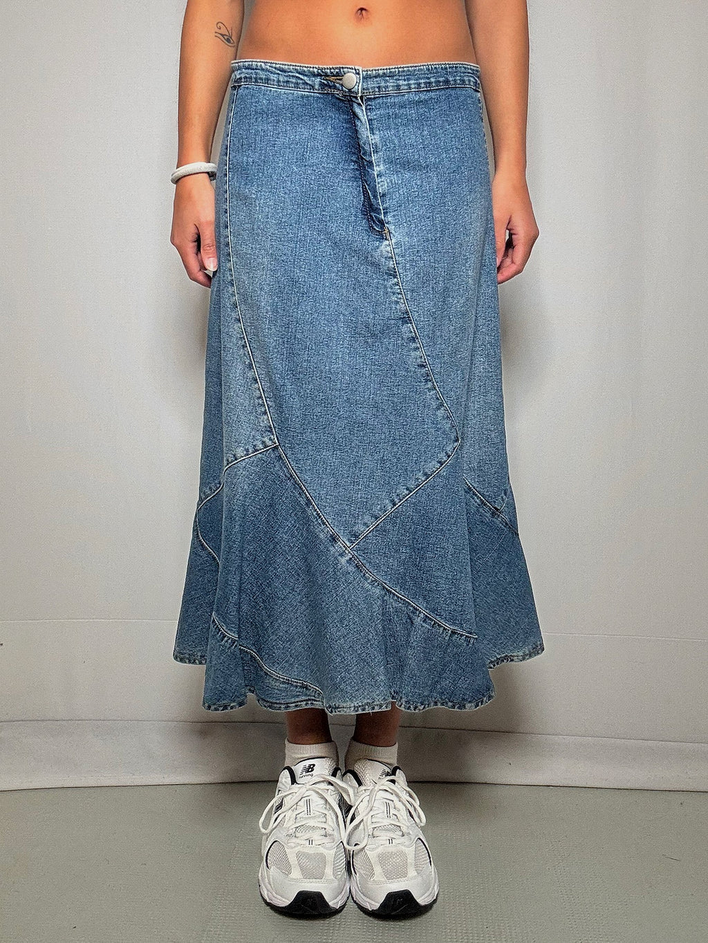 Jupe longue en denim évasée M/L vintage