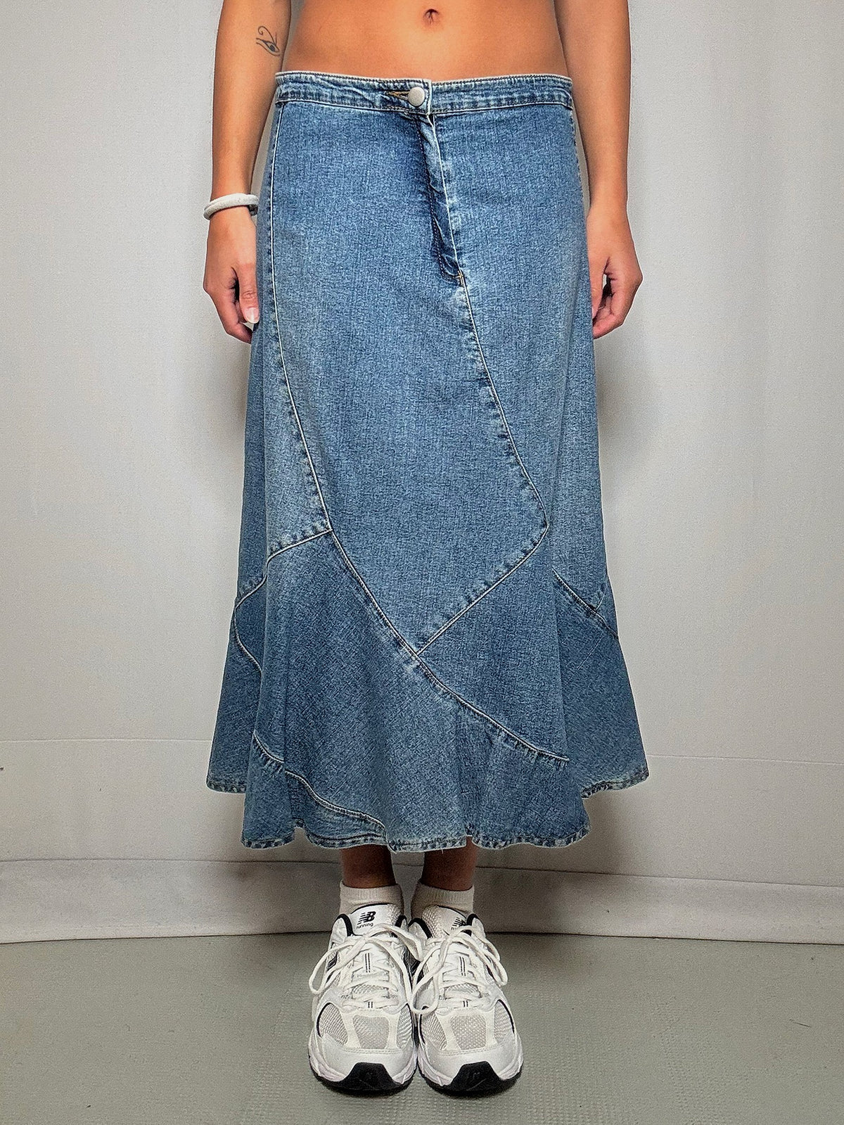 Jupe longue en denim évasée M/L vintage