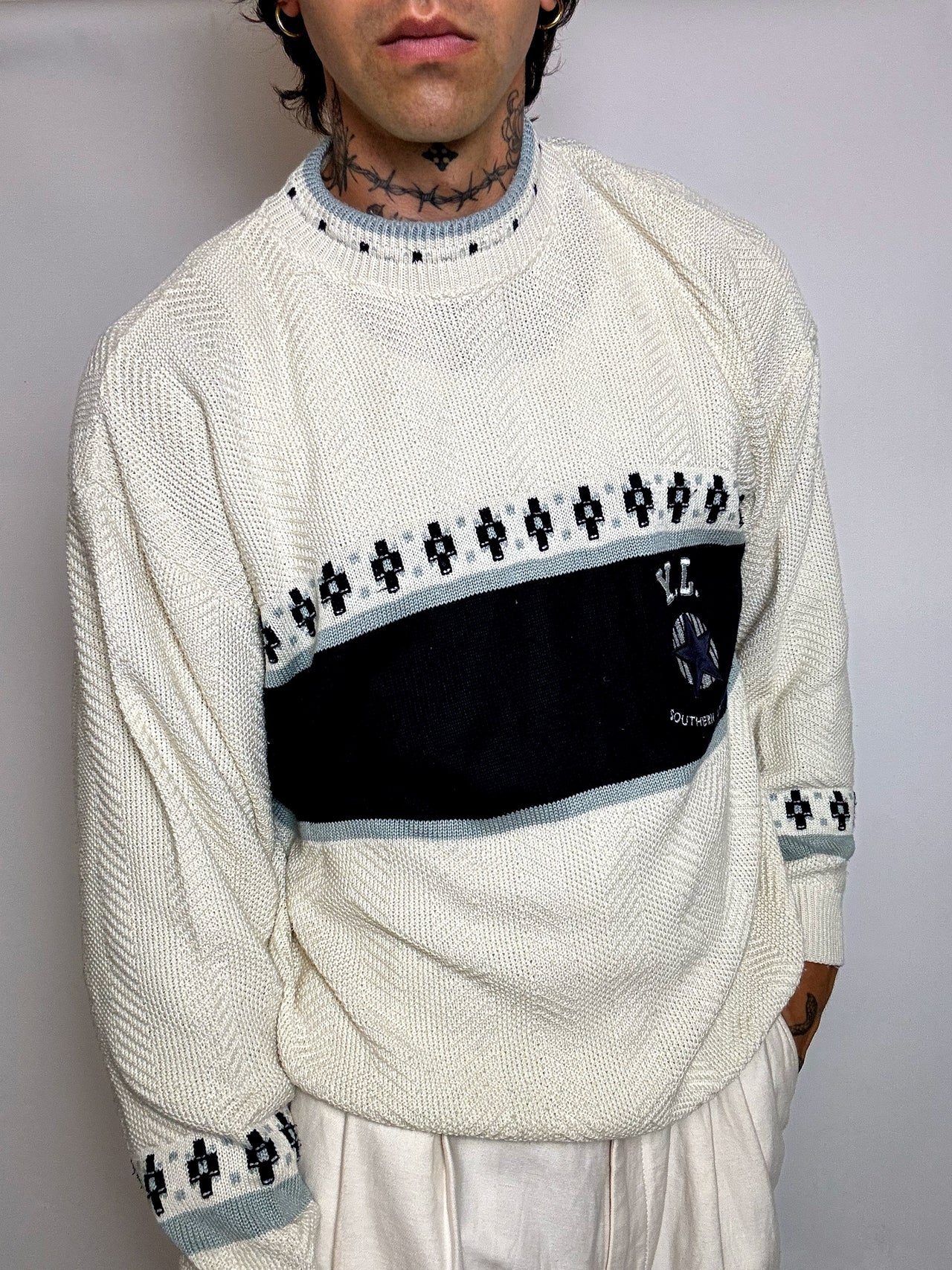 pull en maille crème  M/L vintage