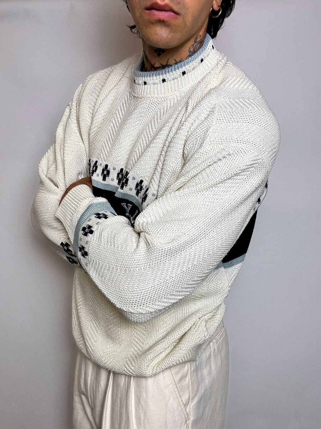 pull en maille crème  M/L vintage