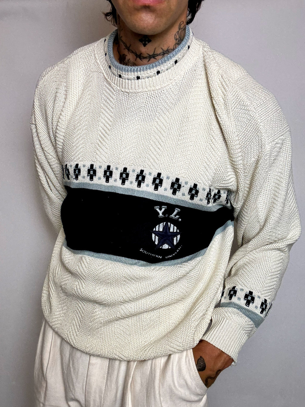 pull en maille crème  M/L vintage