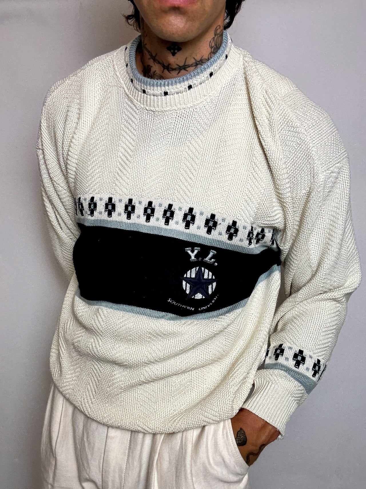 pull en maille crème  M/L vintage