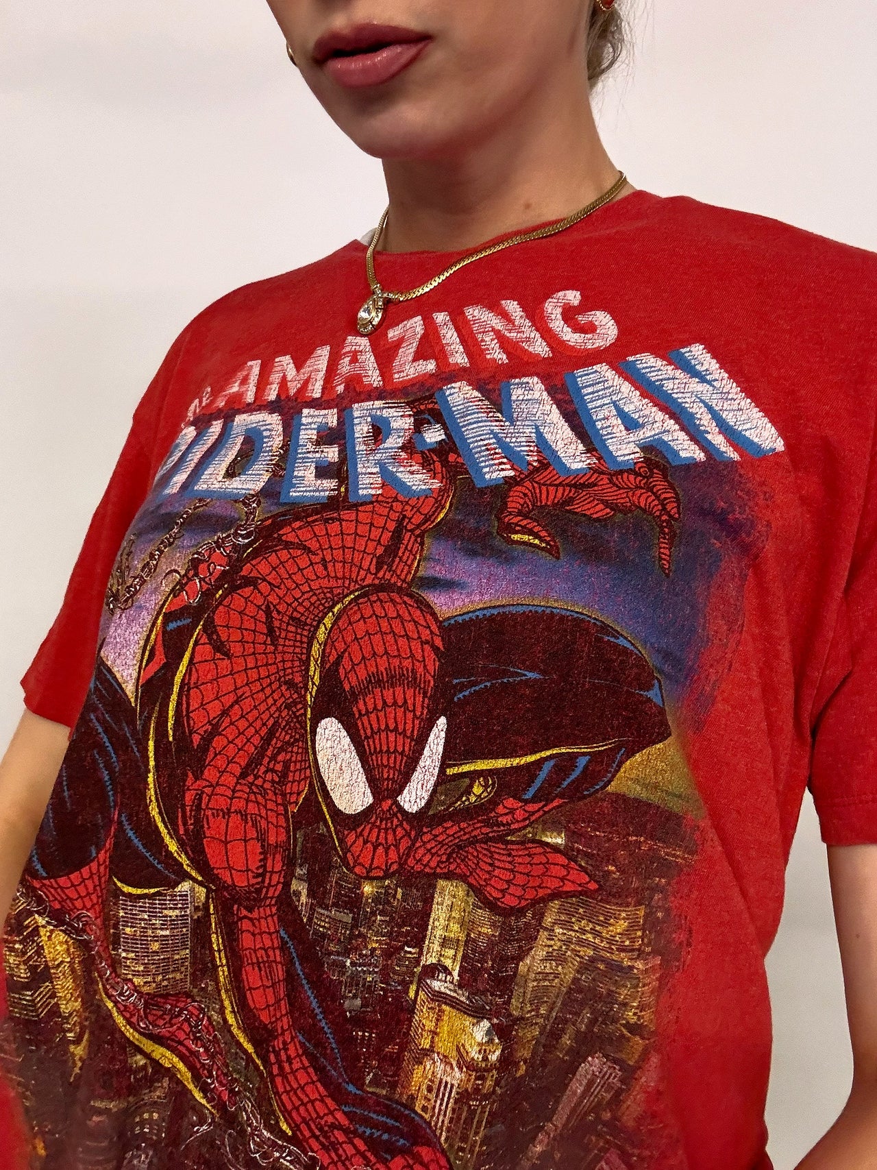 MARVEL x SPIDERMAN M Vintage-T-Shirt in Rot 