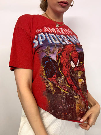 MARVEL x SPIDERMAN M Vintage-T-Shirt in Rot 