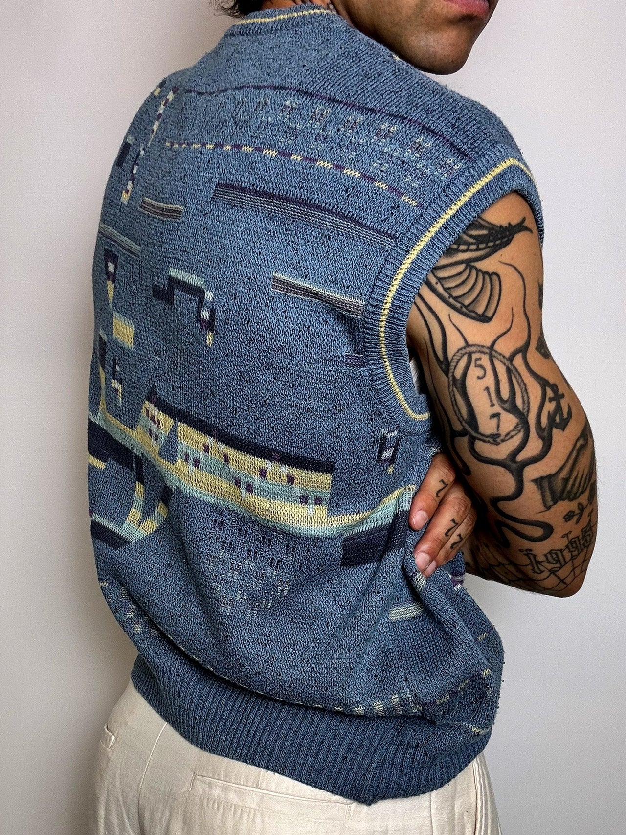 gilet en maille graphique L vintage