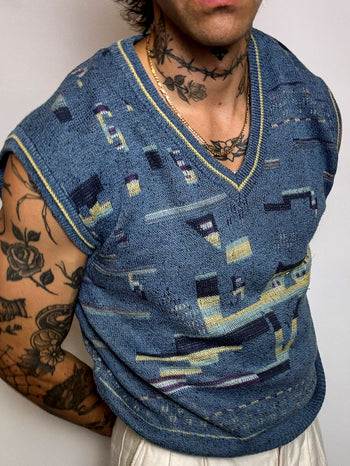 gilet en maille graphique L vintage