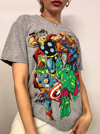 MARVEL L Vintage graues T-Shirt 