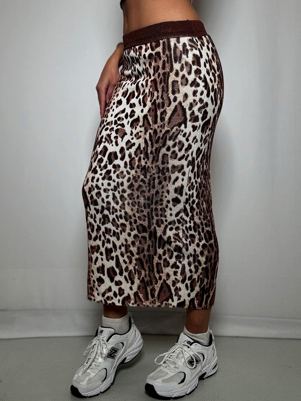Vintage Maxirock aus Leopardenstrick L