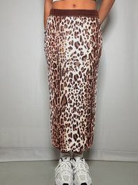 Vintage Maxirock aus Leopardenstrick L