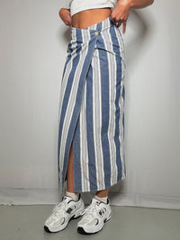 Jupe longue en denim rayé XS vintage