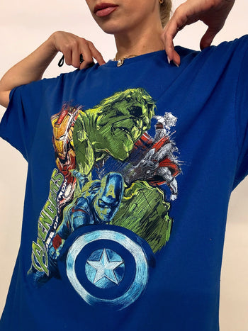 Tee shirt bleu MARVEL x AVENGERS 2XL vintage