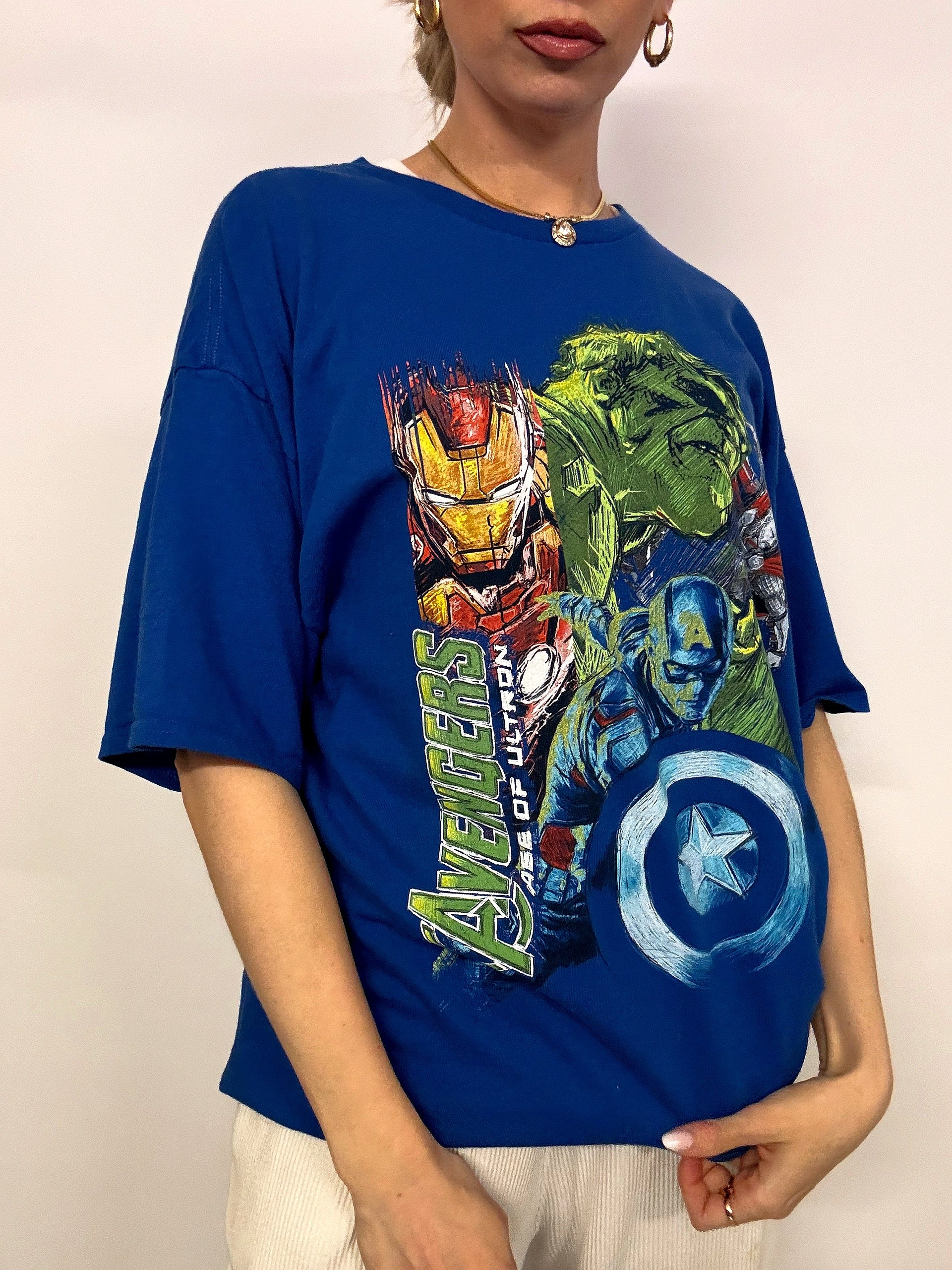 Tee shirt bleu MARVEL x AVENGERS 2XL vintage