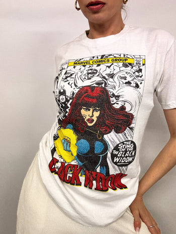 MARVEL x BLACK WIDOW M Vintage-T-Shirt in Weiß 