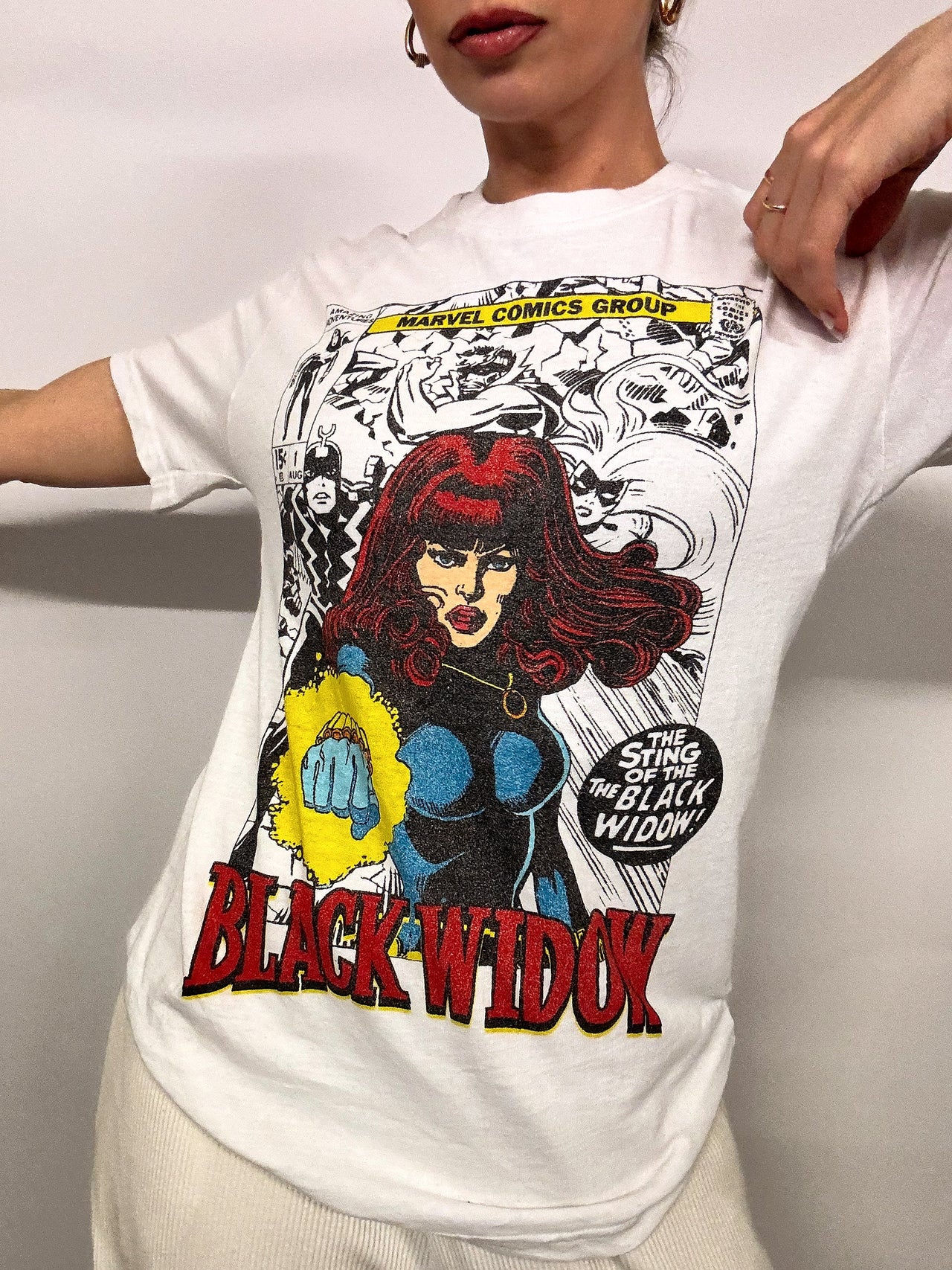 MARVEL x BLACK WIDOW M Vintage-T-Shirt in Weiß 