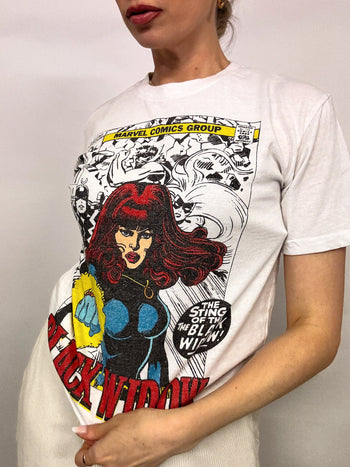 Tee shirt blanc MARVEL x BLACK WIDOW M vintage