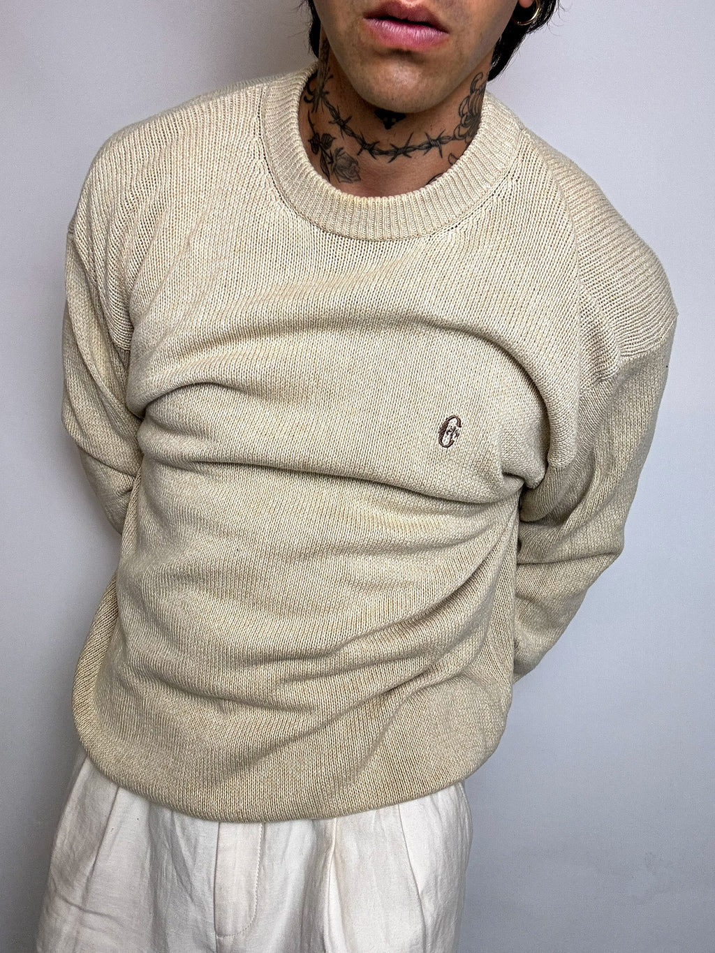 pull en maille crème XL vintage