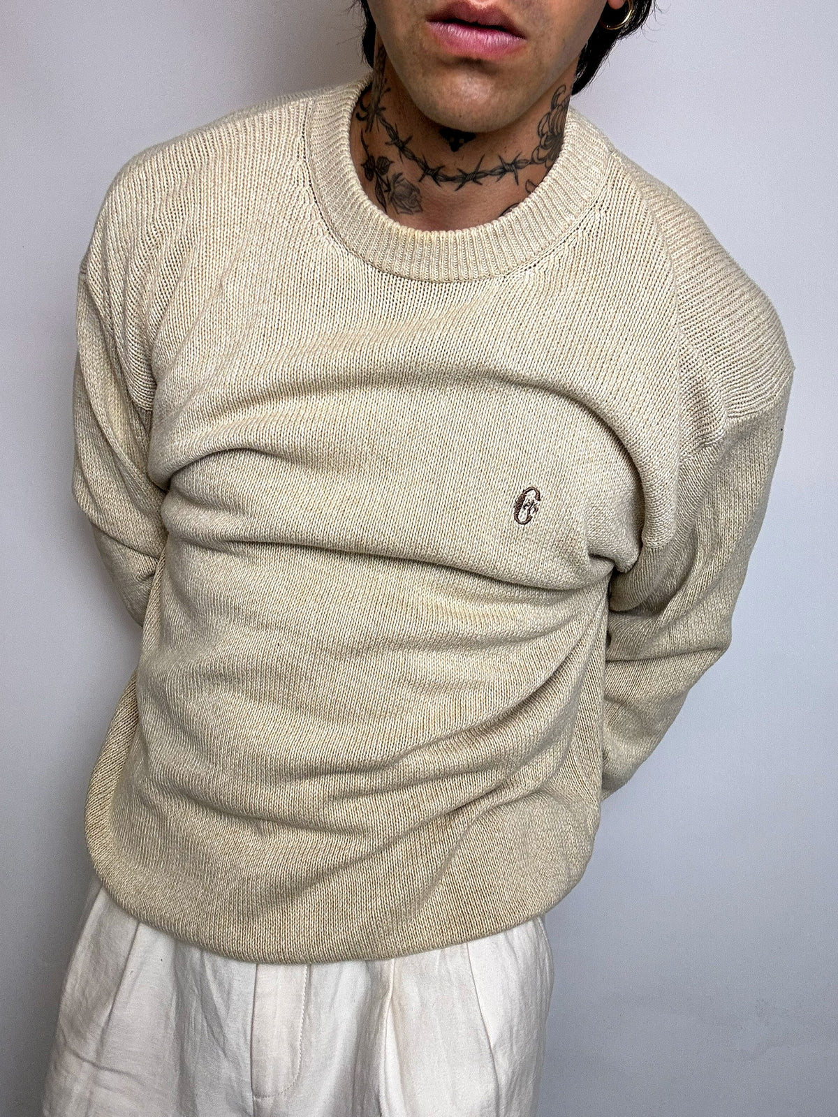 pull en maille crème XL vintage