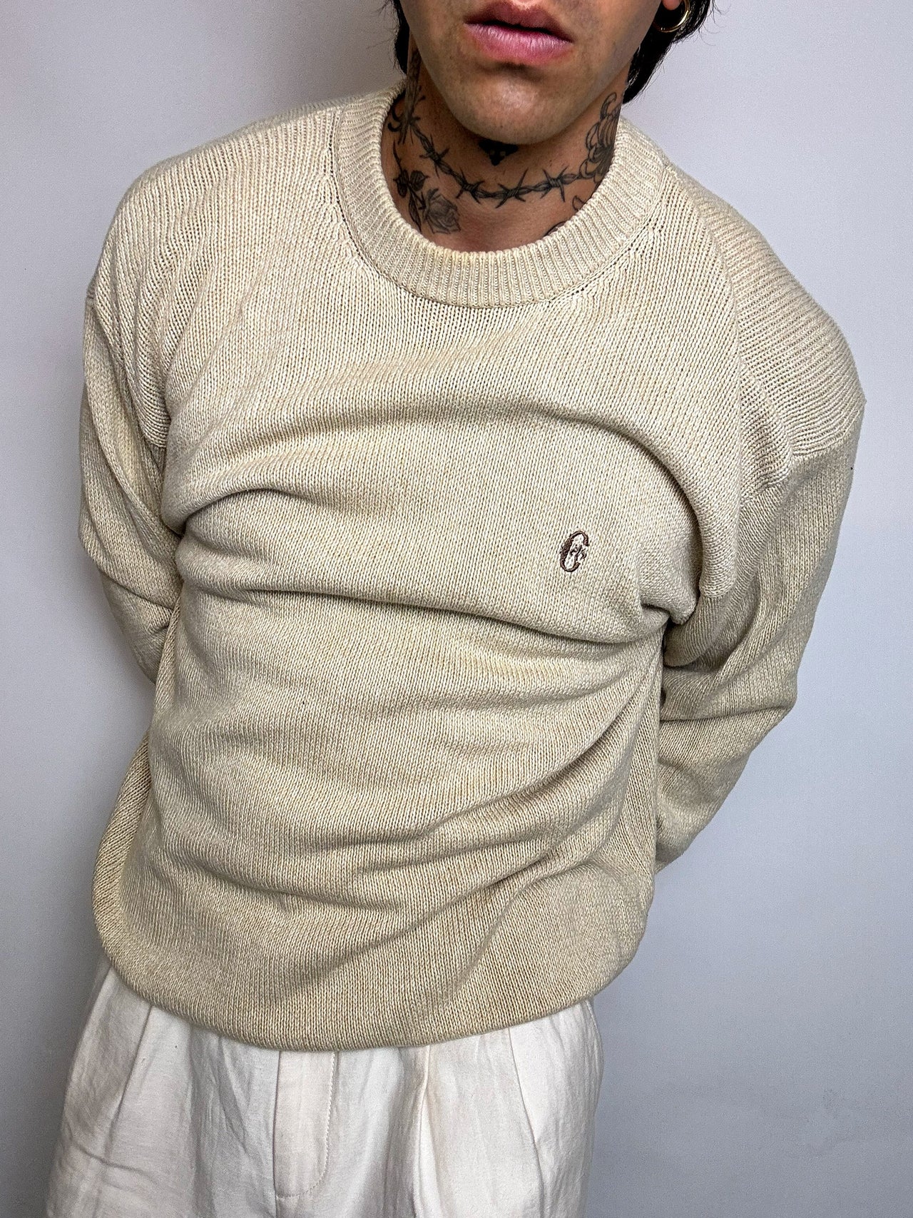 pull en maille crème XL vintage