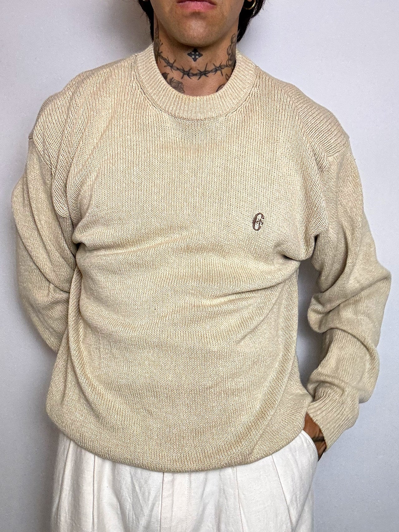 pull en maille crème XL vintage