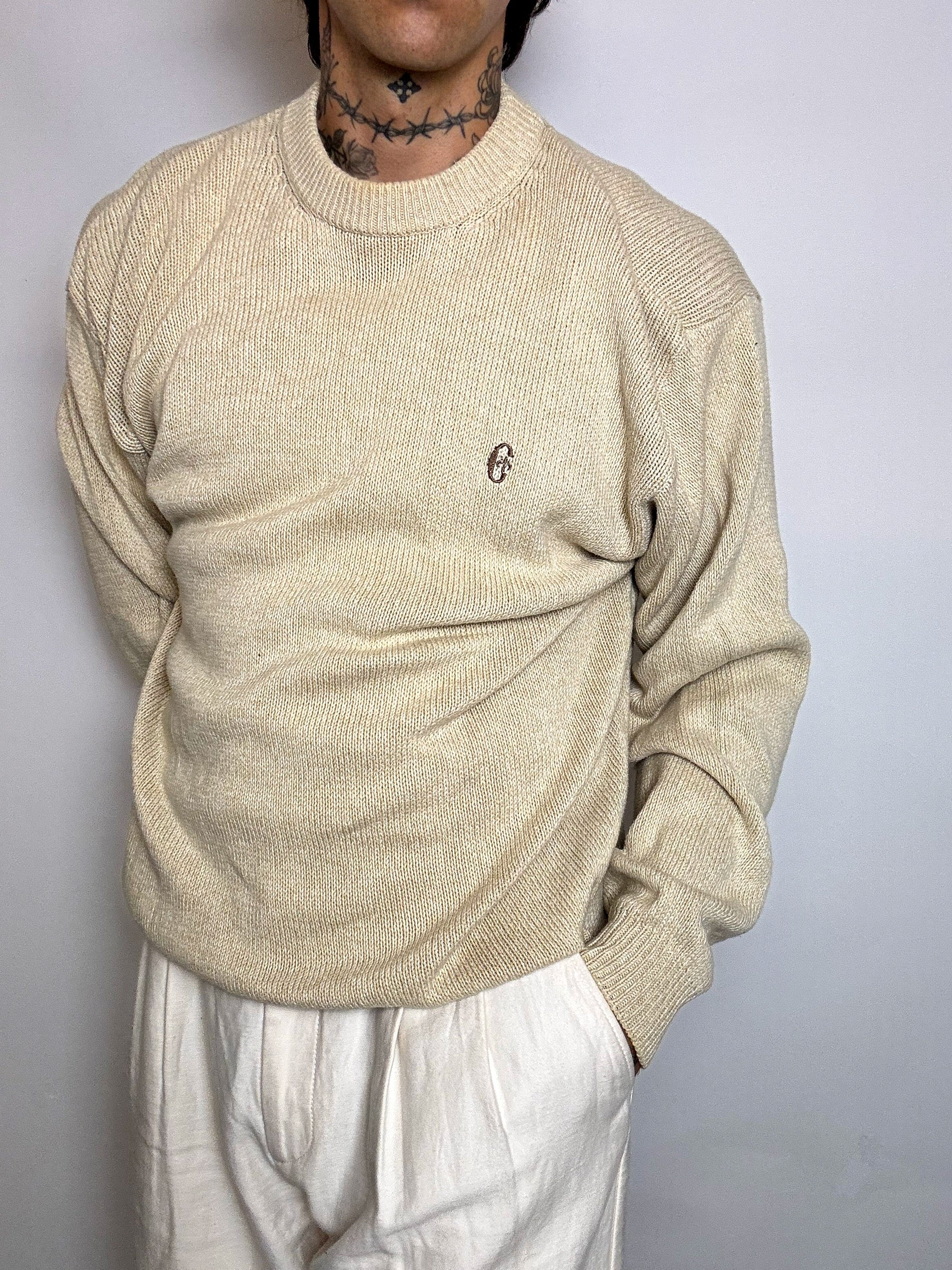 pull en maille crème XL vintage