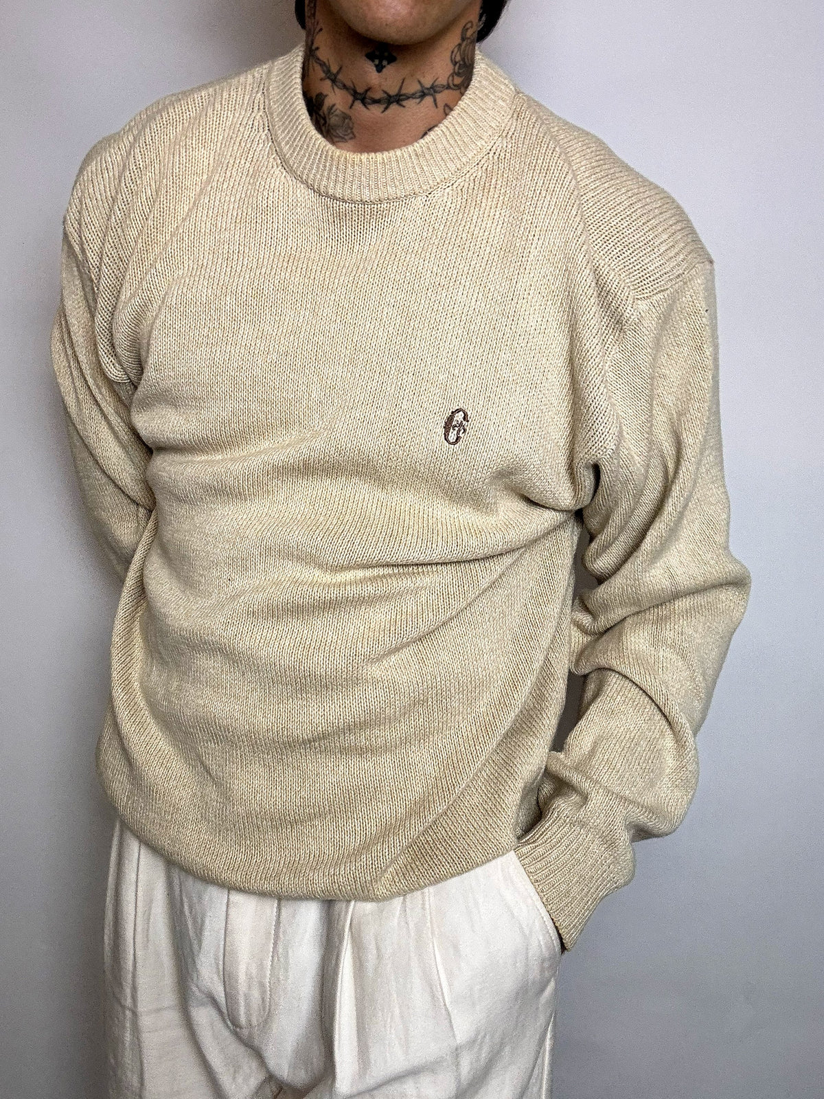 pull en maille crème XL vintage