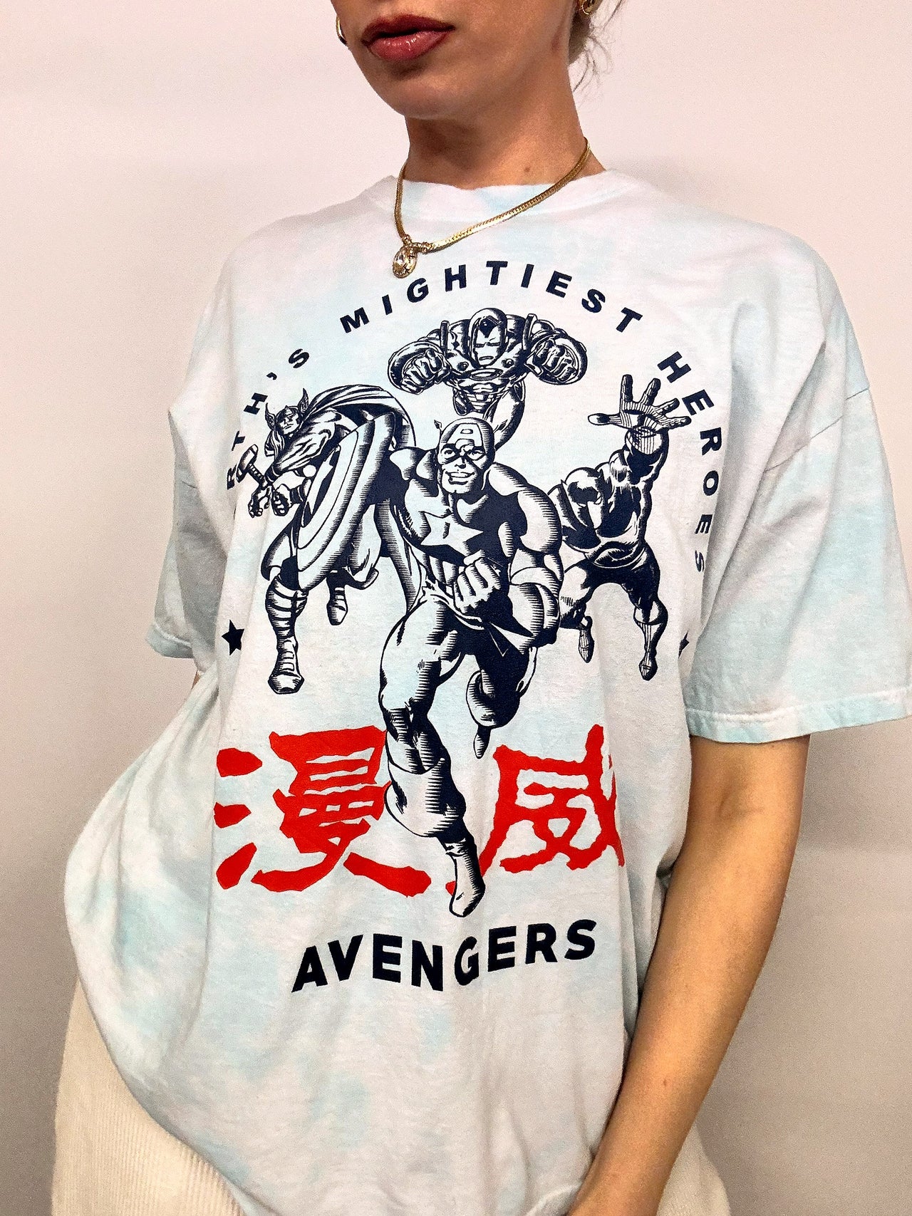 MARVEL x AVENGERS XL vintage washed blue t-shirt 