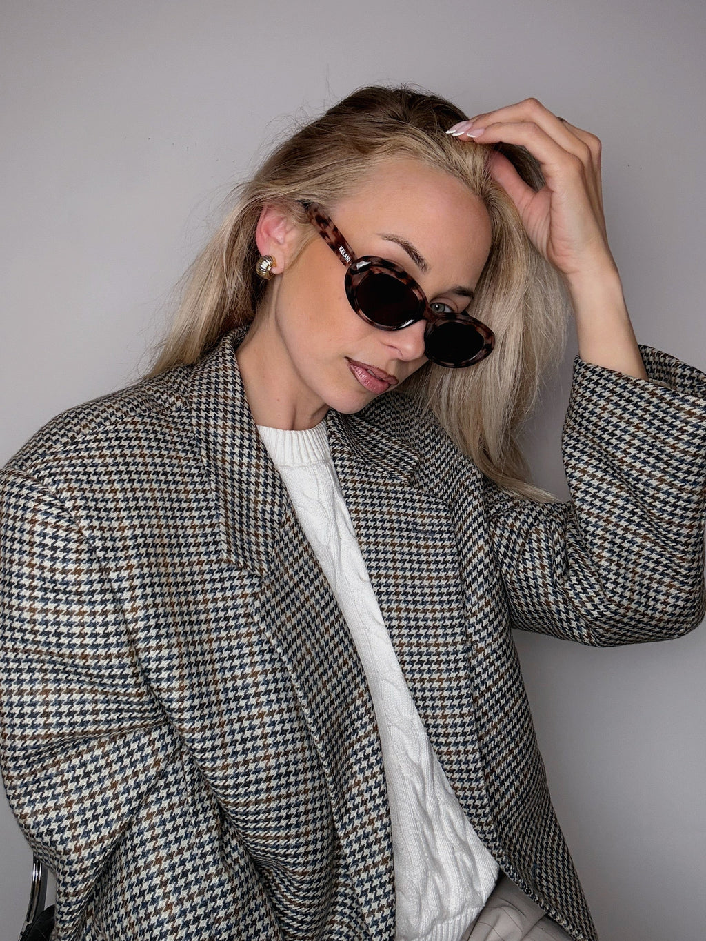 Blue recycled rectangular vintage glasses with blue lenses 