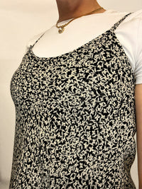 Robe fleurie noire et blanche S/M vintage