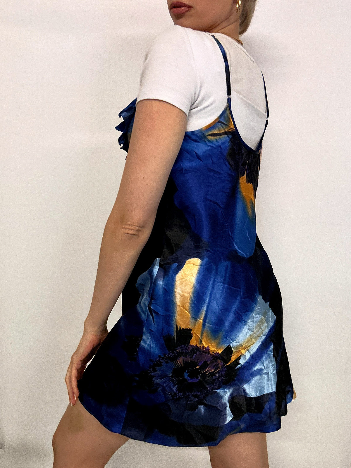 Robe graphique bleue MORGAN TAYLOR M vintage