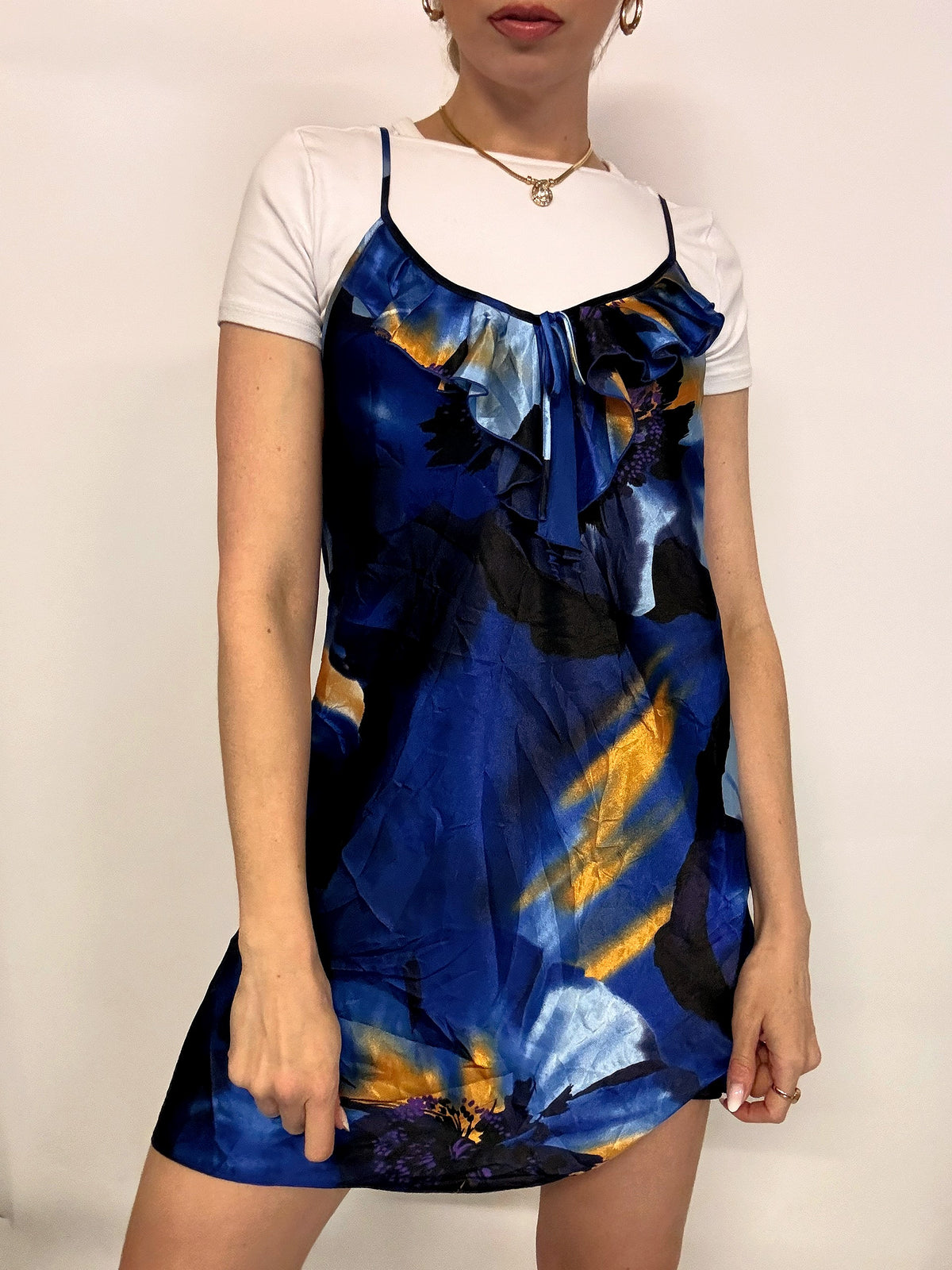 Robe graphique bleue MORGAN TAYLOR M vintage