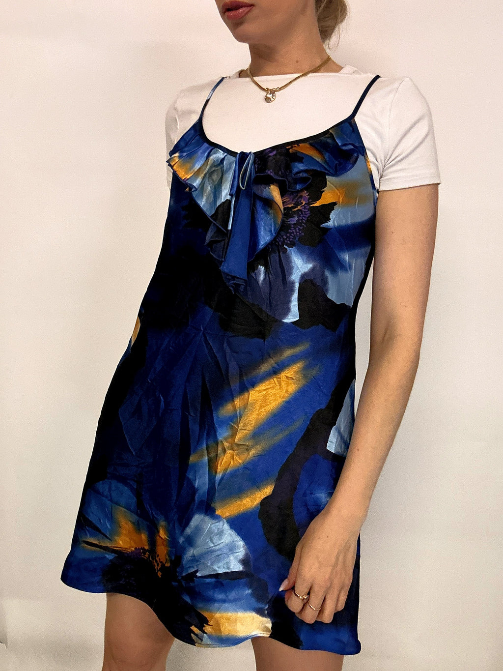 Robe graphique bleue MORGAN TAYLOR M vintage