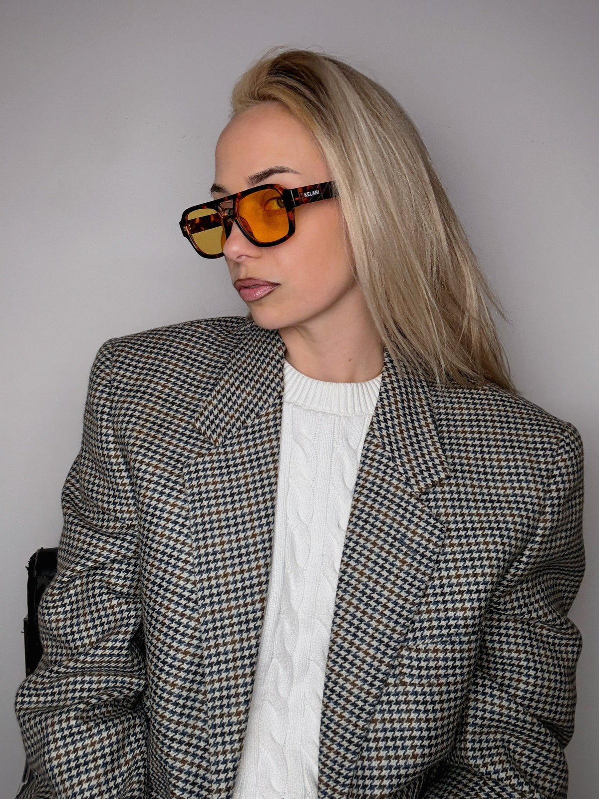 Blue recycled rectangular vintage glasses with blue lenses 