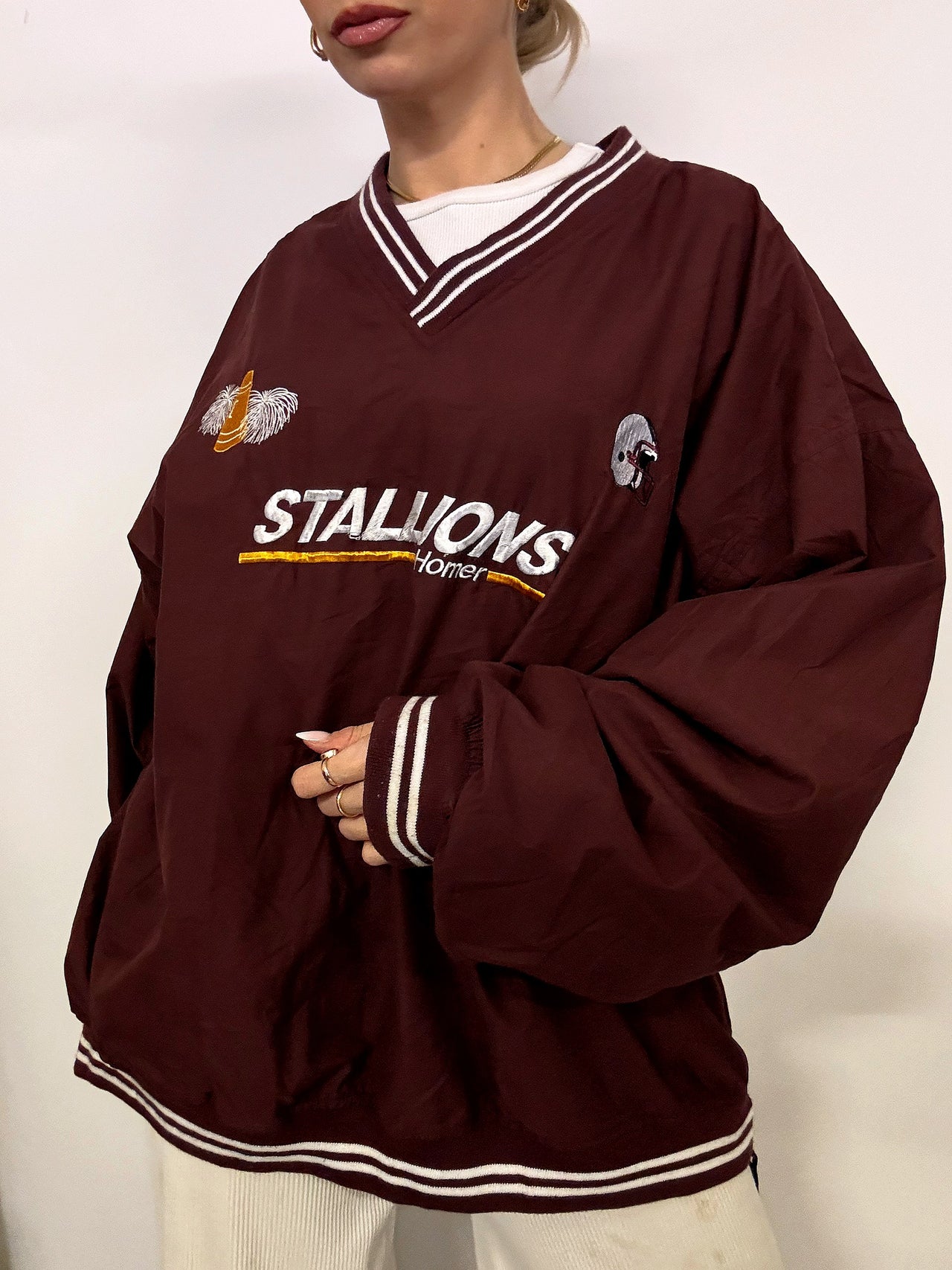 Sweat imperméable bordeaux HOLLOWAY x STALLIONS 3XL vintage