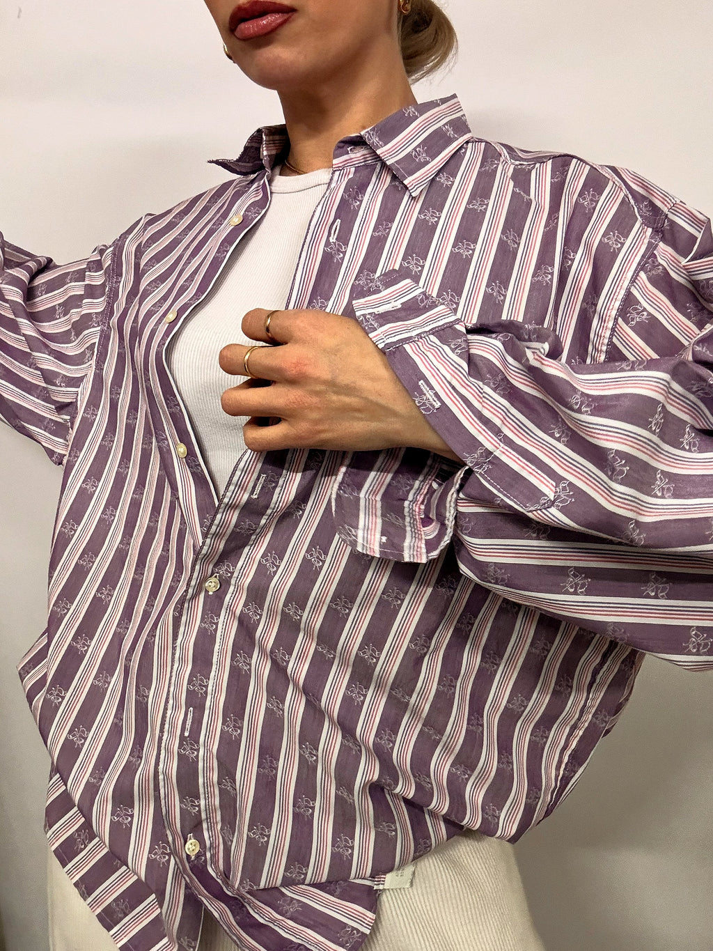 Vintage lila Satin Fluid Shirt L